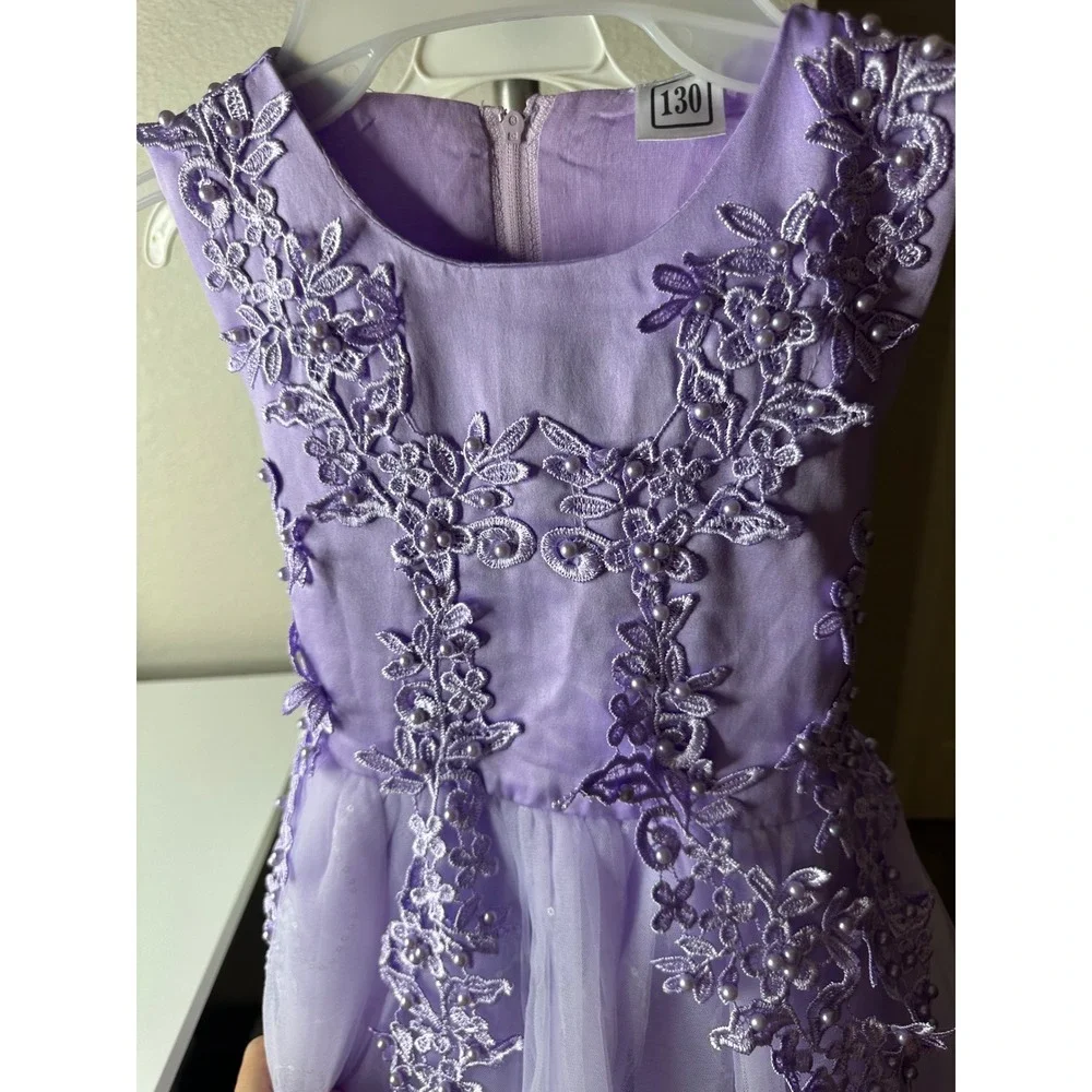 Lilac Tulle / Lace‎ /Pearl /Sequin Flower Girl Dress